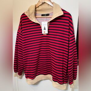 Zesica Red and Blue Striped Pullover size Medium